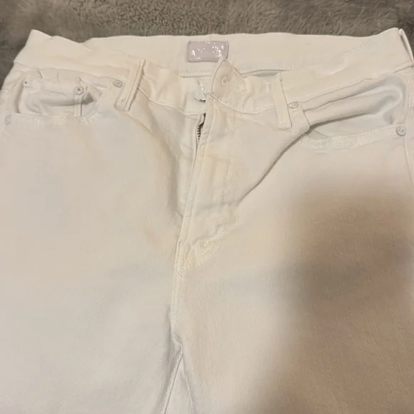 Mother White The Insider Crop Step Fray Jeans Size 28 - Picture 5 of 8